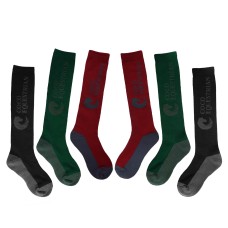 Coco Equestrian Child Knee High Riding Socks - 3 Pairs - Red/Green/Dark Grey